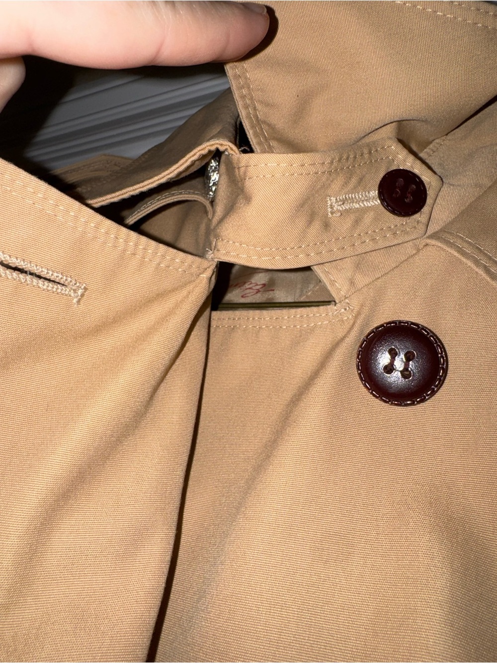 Vintage Etienne Aigner USA Tan Belted Trench Coat Leather Trim Medium - Picture 5 of 14